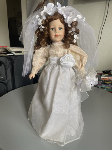Porcelain bride fashion doll - porcelain,